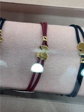 TOUS Gold Accent Burgundy Elastic Bracelet - Women Jewelry